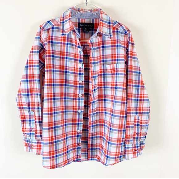 Lands’ End Plaid Cotton Button Down Shirt - Picture 8 of 8